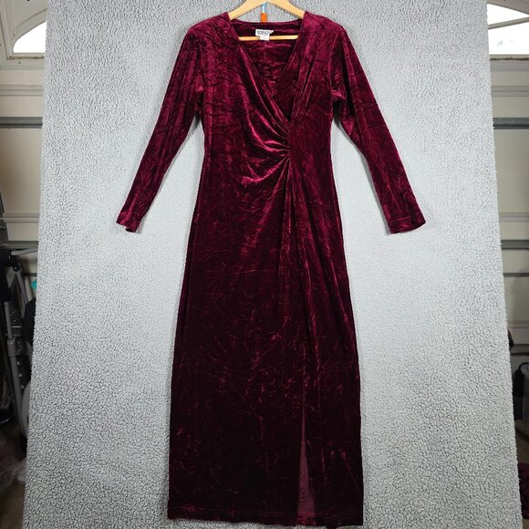 Robbie Bee Burgandy Velvet Maxi Dress 12P Formal Party 90s Y2K Prom Goth Witchy - Picture 1 of 16